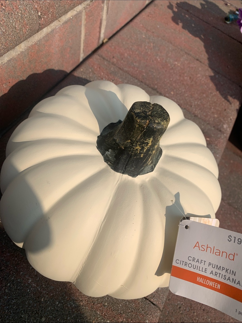 π- Ashland Cream Decorative Pumpkin with Gold Destressed Stem Med Size - Picture 3 of 7